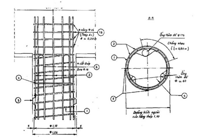 Lồng thép ống thăm dò cọc khoan nhồi